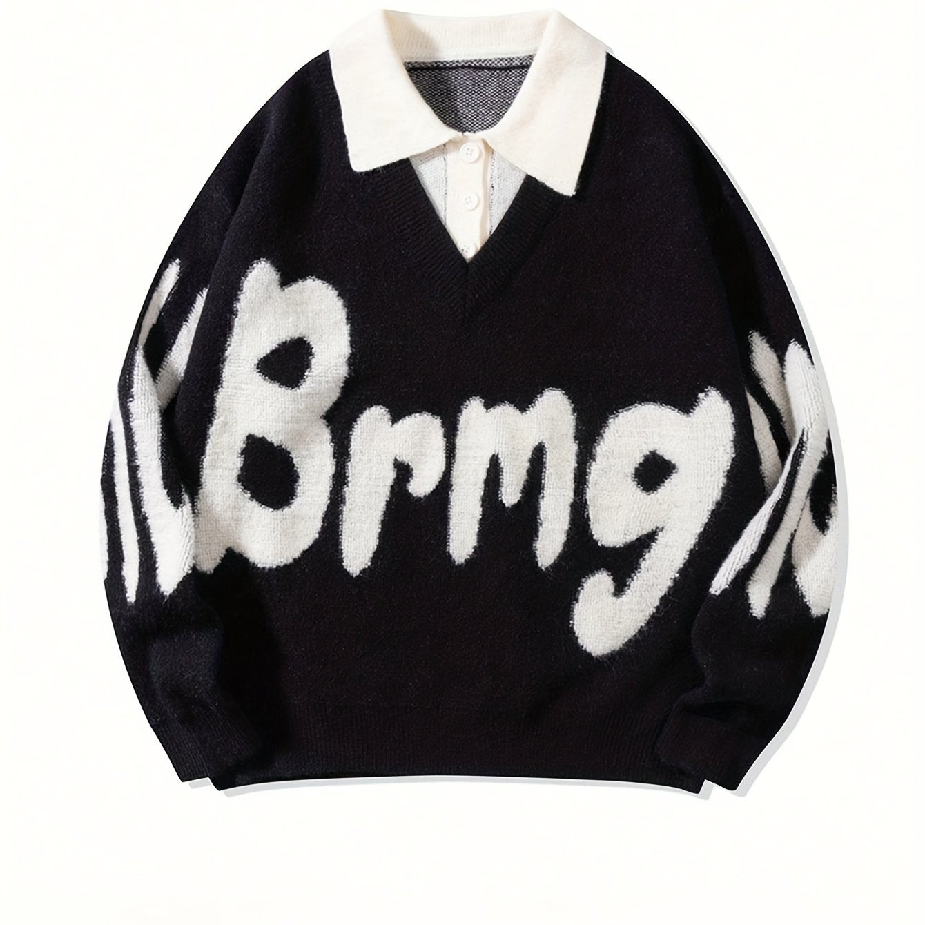 ErinYe Selected Men's Lapel College Style Loose Casual Sweater Couple Set