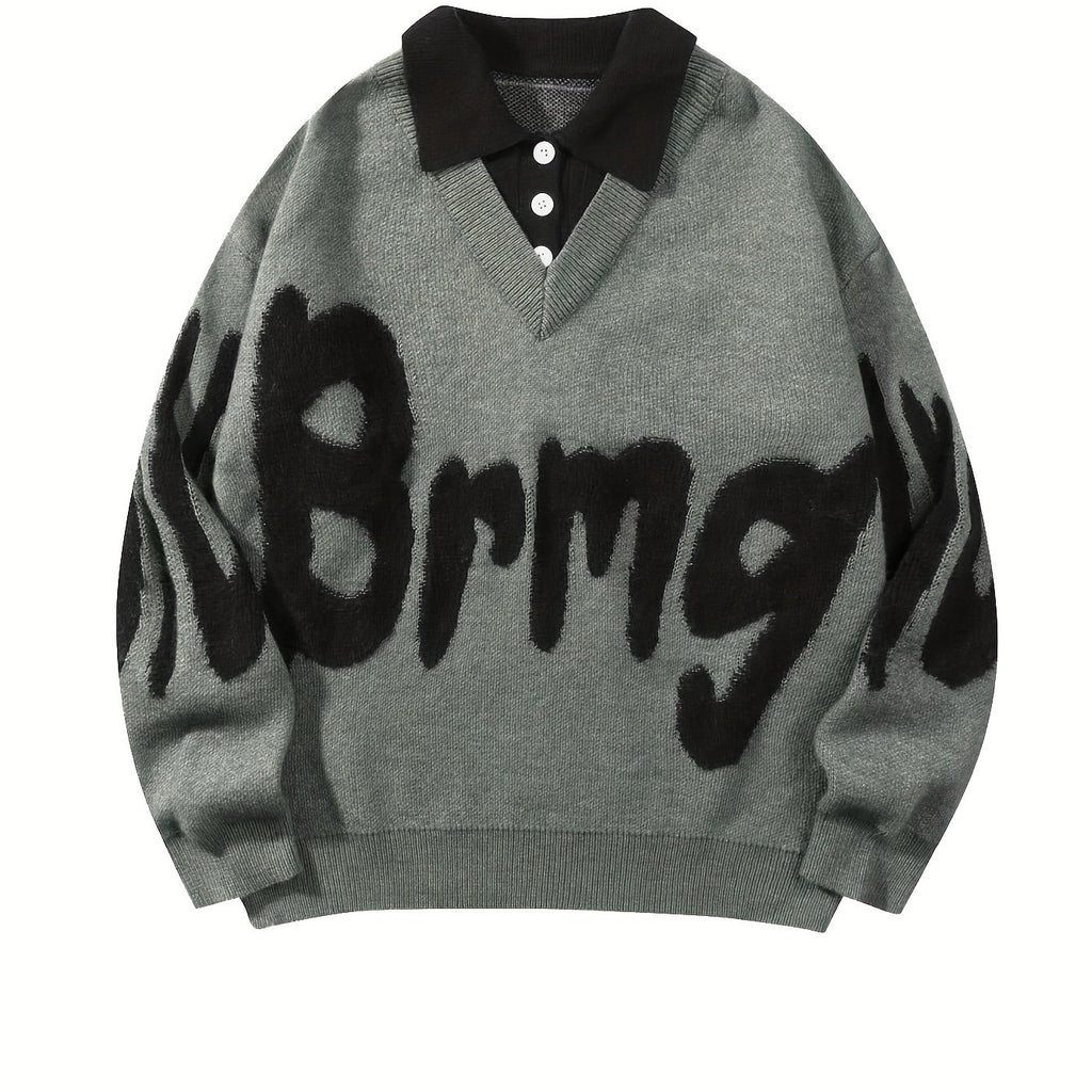 ErinYe Selected Men's Lapel College Style Loose Casual Sweater Couple Set