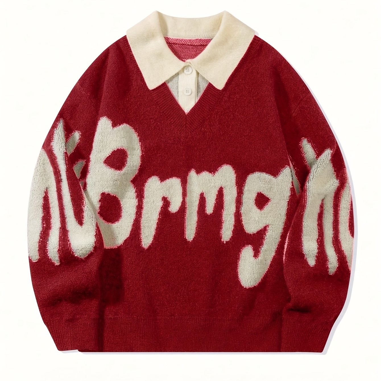 ErinYe Selected Men's Lapel College Style Loose Casual Sweater Couple Set