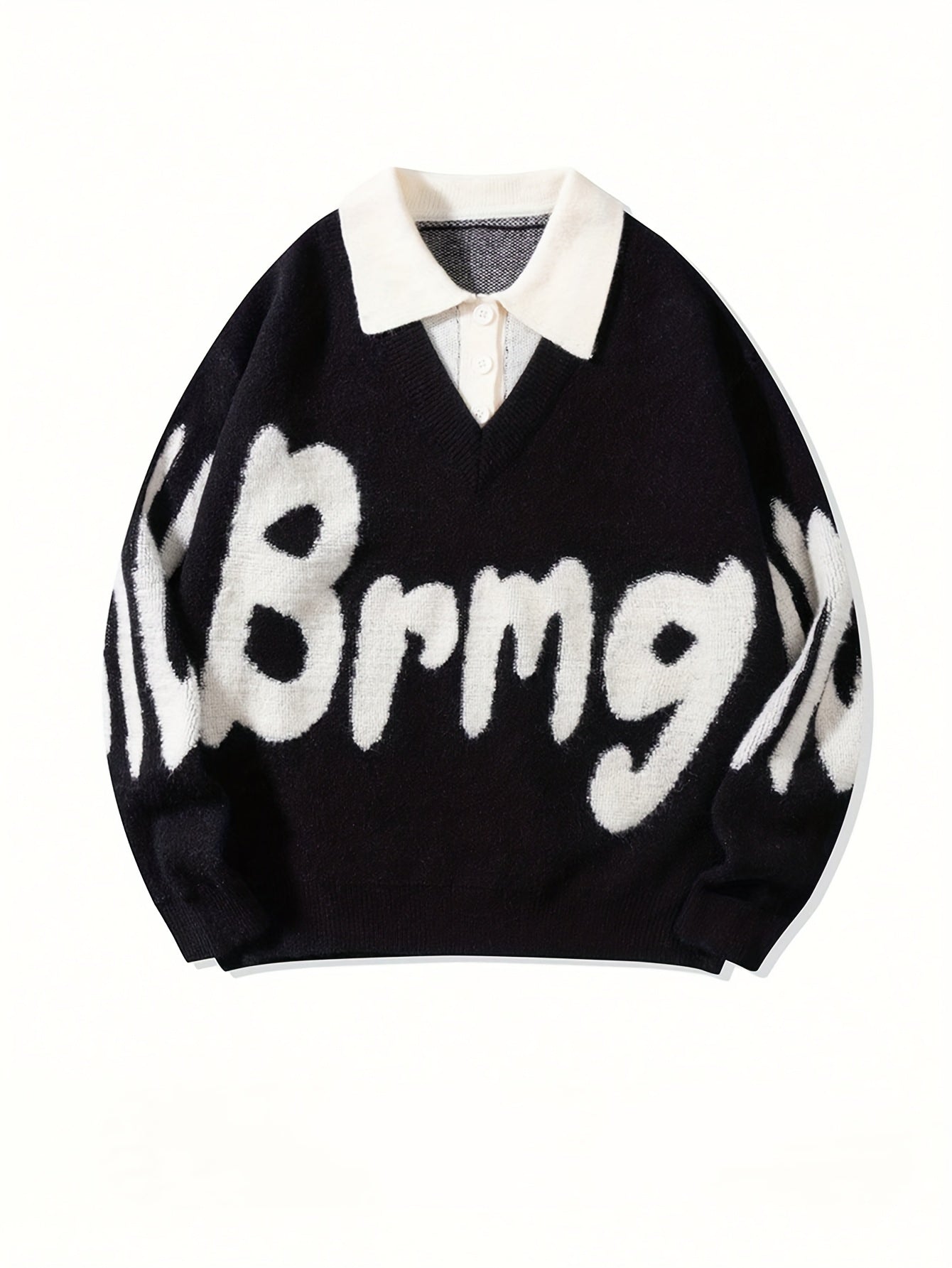 ErinYe Selected Men's Lapel College Style Loose Casual Sweater Couple Set