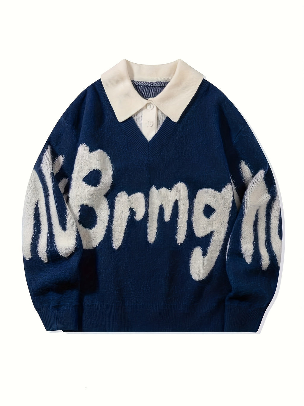 ErinYe Selected Men's Lapel College Style Loose Casual Sweater Couple Set