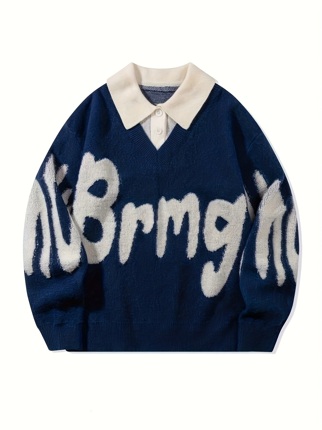 ErinYe Selected Men's Lapel College Style Loose Casual Sweater Couple Set