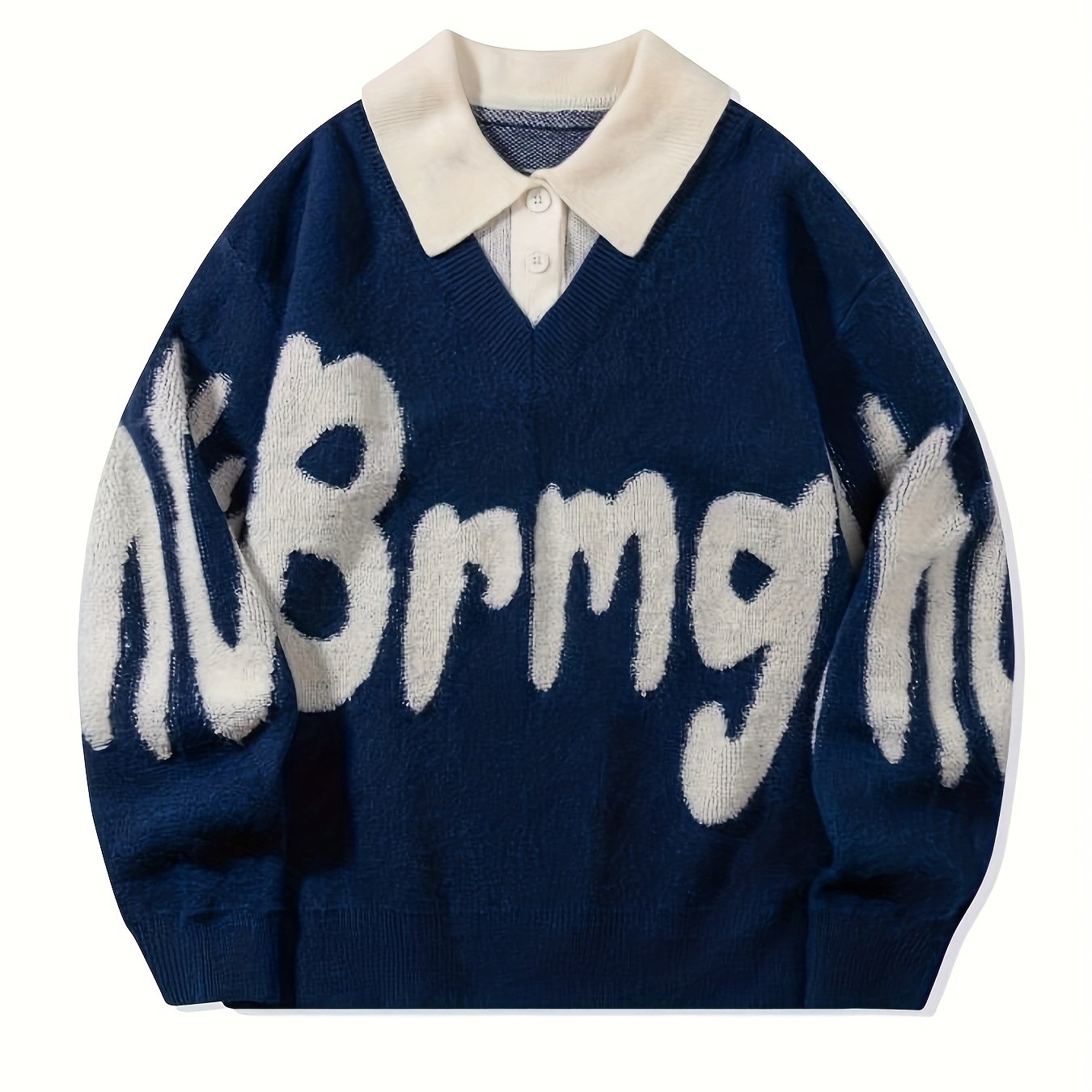 ErinYe Selected Men's Lapel College Style Loose Casual Sweater Couple Set